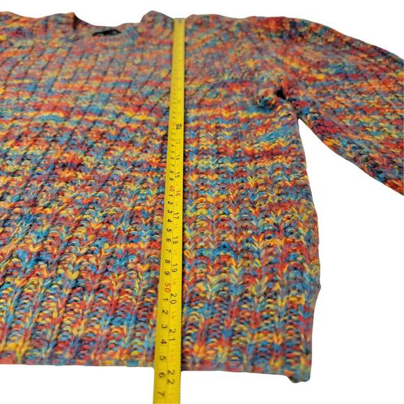 LEA & VIOLA Rainbow Puff Sleeve Sweater Womens L Beautiful Eclectic Winter Style - Picture 9 of 12